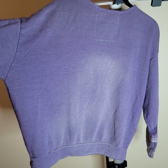 **UNISEX Aviator Nation V-Neck 5 Stripe Sweatshirt in Faded Grape - Picture 8 of 9